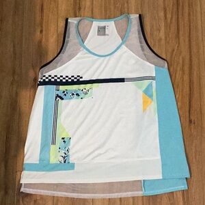 Lucky in Love White and Blue Tank Top